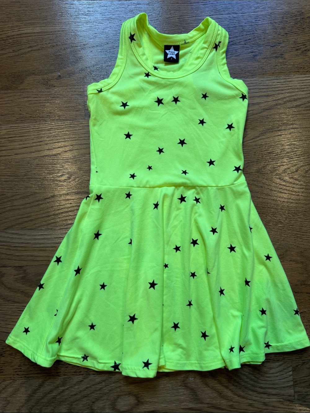 Pixielane Star Print Neon Yellow Girls' Dress 3T